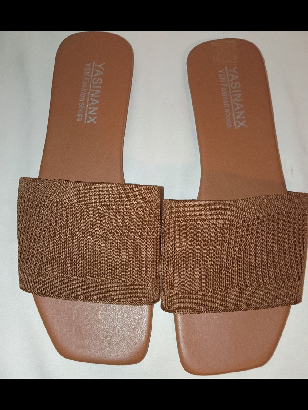 Yasinanx Brown Knit Slide Sandals